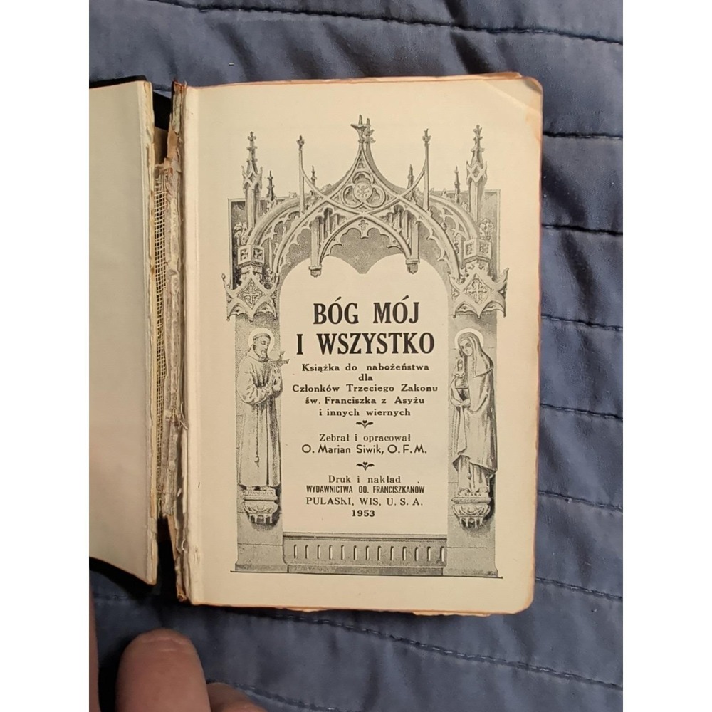 1953 Polish Catholic Prayer Book BÓG MÓJ I WSZYSTKO Pulaski WI - Repair Needed - Picture 3 of 6